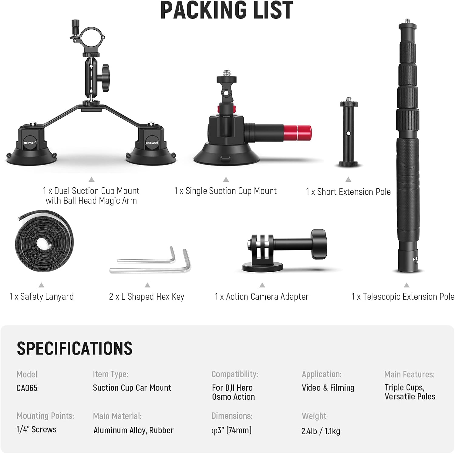 triple suction cup car mount