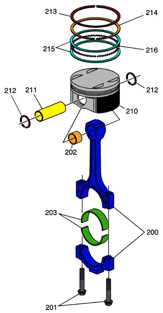Piston, Rings, Bearing, and Connecting Rod LF4